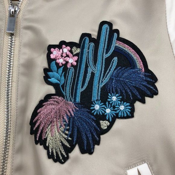 Maje Satin Bomber Jacket with Embroidered Floral Design - Picture 7 of 16